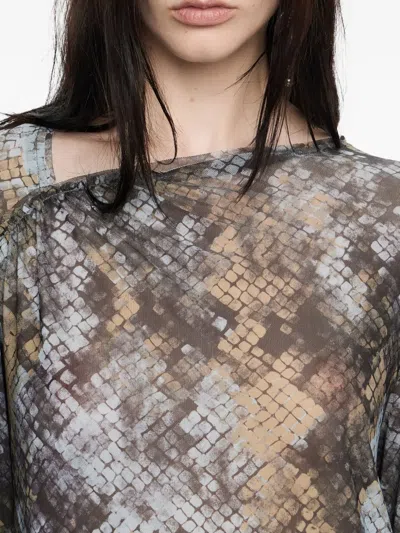 Bimba Y Lola Snake-print Asymmetric Top In Gray