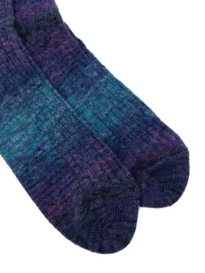 Anonymous Ism Gradient-dyed Socks In Blue