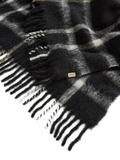 Woolrich Brushed Check-pattern Cape In Black