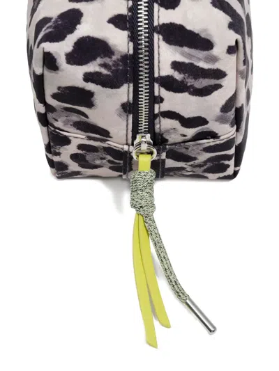 Bimba Y Lola Leopard-print Zip Make-up Bag In Gray