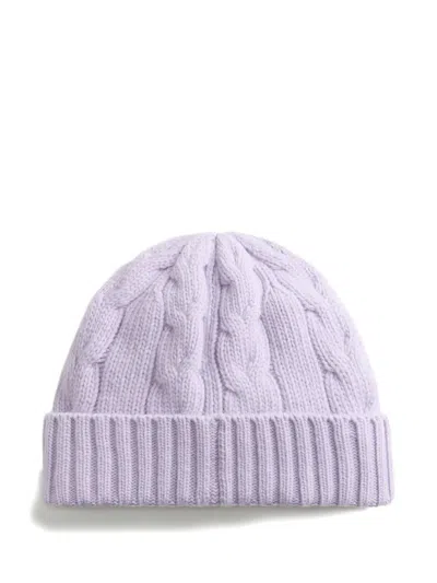 Woolrich Cable-knit Beanie In Purple