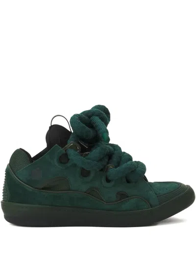 Lanvin Green Curb Leather With Snake Laces Sneakers In Green