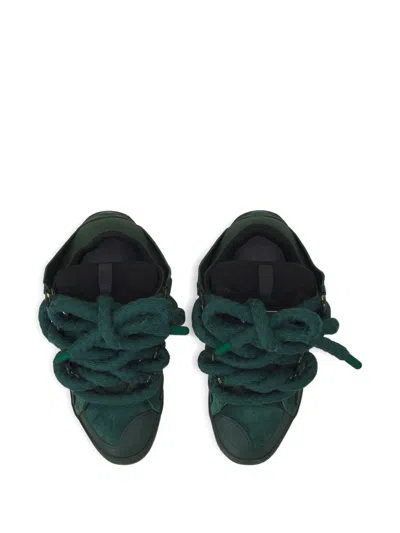 Lanvin Green Curb Leather With Snake Laces Sneakers In Green