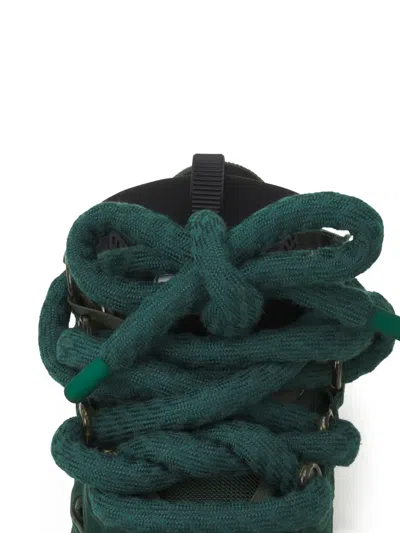 Lanvin Green Curb Leather With Snake Laces Sneakers In Green