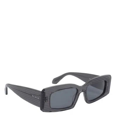 Alaïa Rectangular Frame Sunglasses Striped Pattern In Gray