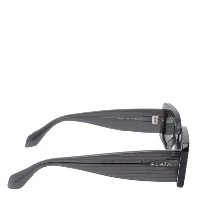 Alaïa Rectangular Frame Sunglasses Striped Pattern In Gray