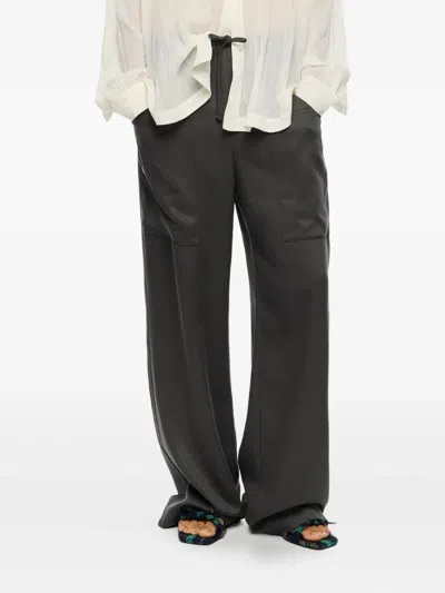 Bimba Y Lola Drawstring Patch-pocket Trousers In Gray