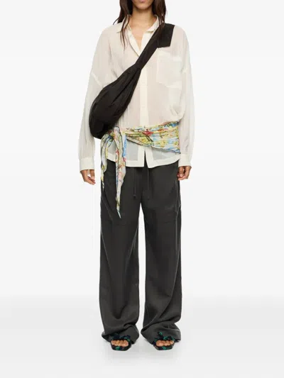 Bimba Y Lola Drawstring Patch-pocket Trousers In Gray