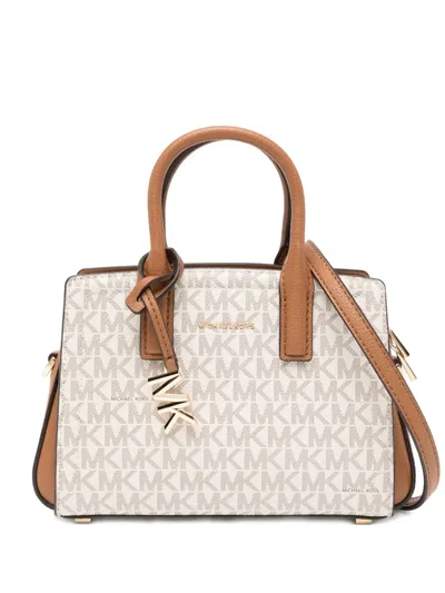 Michael Kors Small Canvas Laila Handbag With Gold-tone Hardware In Neutral
