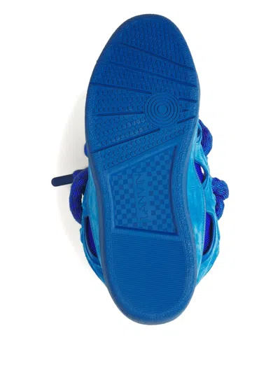 Lanvin Blue Curb Leather With Snake Laces Sneakers In Blue
