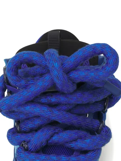Lanvin Blue Curb Leather With Snake Laces Sneakers In Blue