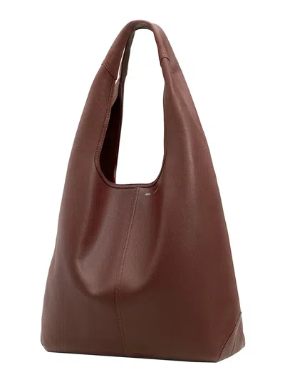 Ami Alexandre Mattiussi Etienne Bordeaux Shoulder Bag With Logo Print On The Front In Leather Woman In Brown