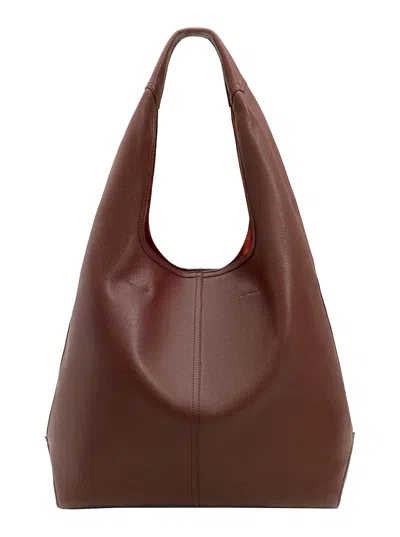 Ami Alexandre Mattiussi Etienne Bordeaux Shoulder Bag With Logo Print On The Front In Leather Woman In Brown