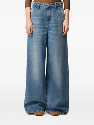 Ami Alexandre Mattiussi Wide Leg Denim Trousers Featuring Pockets In Blue