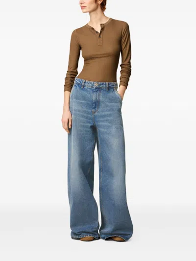Ami Alexandre Mattiussi Wide Leg Denim Trousers Featuring Pockets In Blue