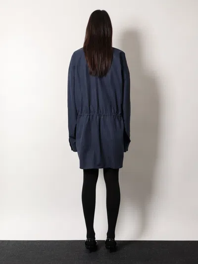 Balenciaga Elasticated Waistband Cotton Shirt Mini Dress In Multi