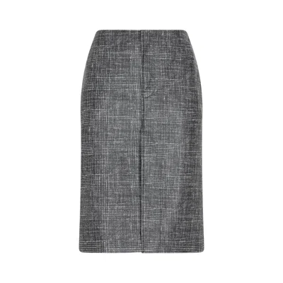 Bottega Veneta Printed Leather Midi Skirt Women In Gray