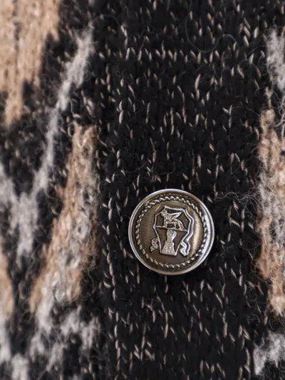 Brunello Cucinelli Geometric Jacquard Cardigan Sweaters And Cardigans Multicolor In Black