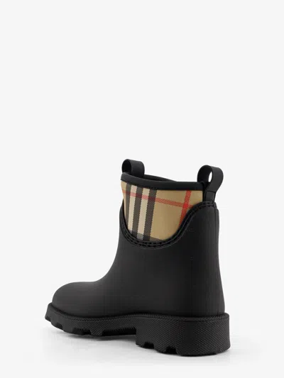 Burberry Marsh Stamp Checked Nylon-trimmed Rubber Ankle Boots In Black