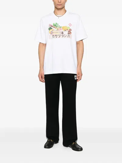 Casablanca White Cotton Short-sleeved T-shirt With Graphic Print In White