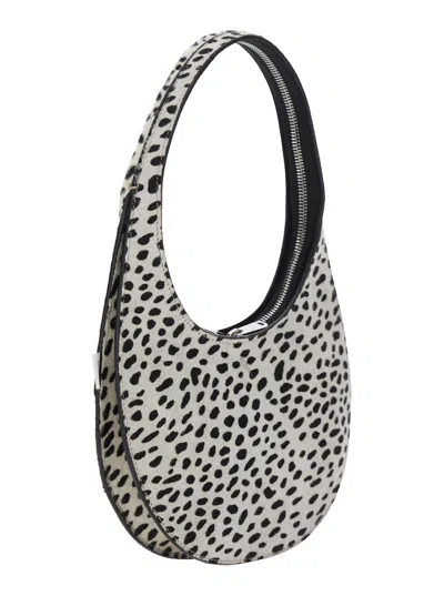Coperni Swipe Black And White Handbag With Brushed Effect And All-over Polka Dots Motif In Fabric In Black