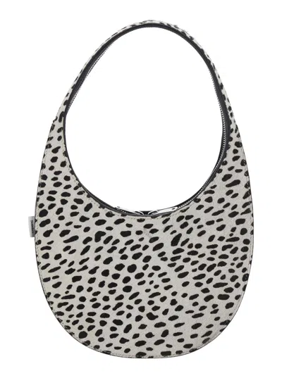 Coperni Swipe Black And White Handbag With Brushed Effect And All-over Polka Dots Motif In Fabric In Black