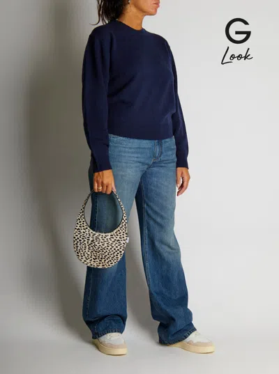 Coperni Swipe Black And White Handbag With Brushed Effect And All-over Polka Dots Motif In Fabric In Black