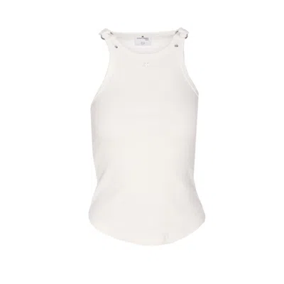 Courrèges 90s Buckle Tank Top With Metal Hardware In White