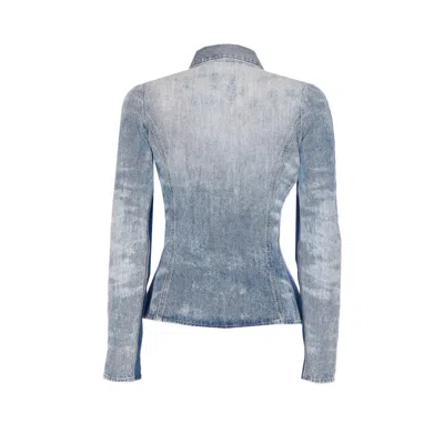 Diesel Shirt In Distressed Honeycomb Denim In Blue