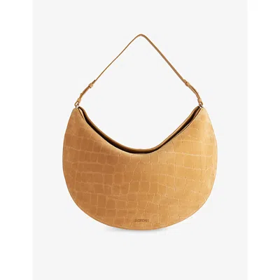 Jacquemus Crescent Crocodile Shoulder Bag With Adjustable Strap In Brown