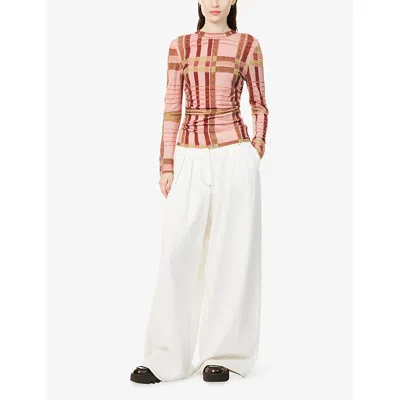 Barbour X Farm Rio Thalita Abstract Tartan Knit Top In Animal Print