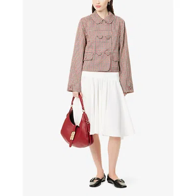 House Of Sunny Womens Multi Wine The Marie Check-print Stretch-woven Jacket In Animal Print