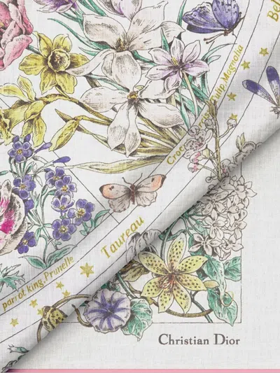 Dior Astral Flowers 90 Square Scarf In Gold