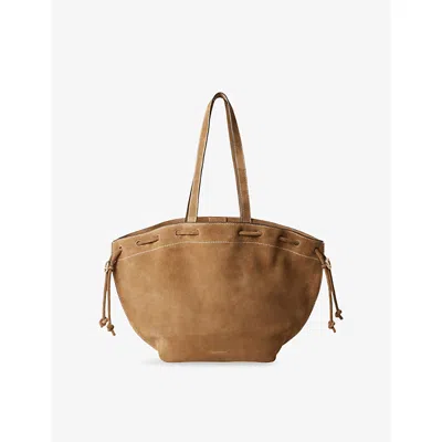 Claudie Pierlot Womens Sand Logo-embossed Suede Tote Bag In Brown