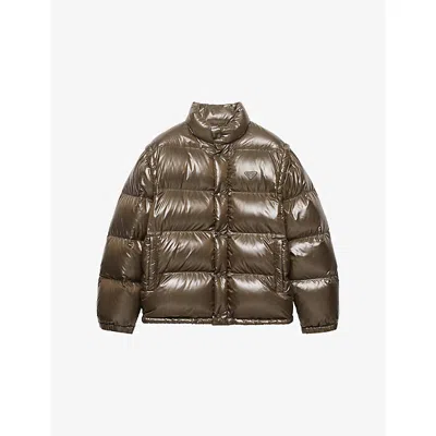 Prada Medium Down Jacket In Re-nylon In Brown