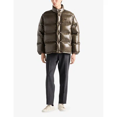 Prada Medium Down Jacket In Re-nylon In Brown