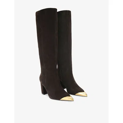 Kurt Geiger 80mm Regent Cap Pointed Knee-high Boots In Black