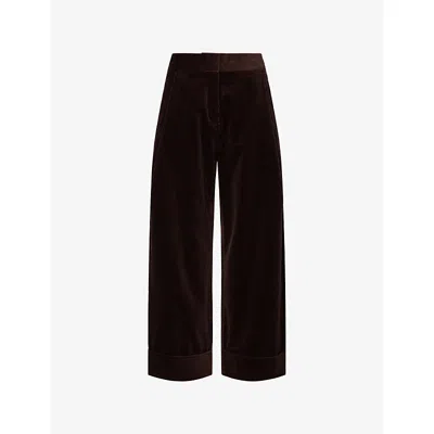 Me And Em And Em Womens Double Espresso Clever Cord Wide-leg Cotton Trousers In Brown