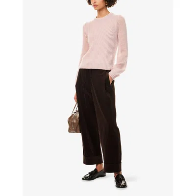 Me And Em And Em Womens Double Espresso Clever Cord Wide-leg Cotton Trousers In Brown