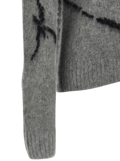 Dries Van Noten Mouche Embroidered Wool Sweater In Gray