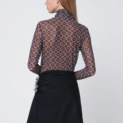 Dries Van Noten Semi-transparent Brown Print Turtleneck Jumper In Animal Print