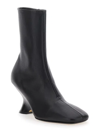Dries Van Noten Pointed Toe Ankle Boots With Sculptural Heel In Black