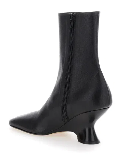 Dries Van Noten Pointed Toe Ankle Boots With Sculptural Heel In Black