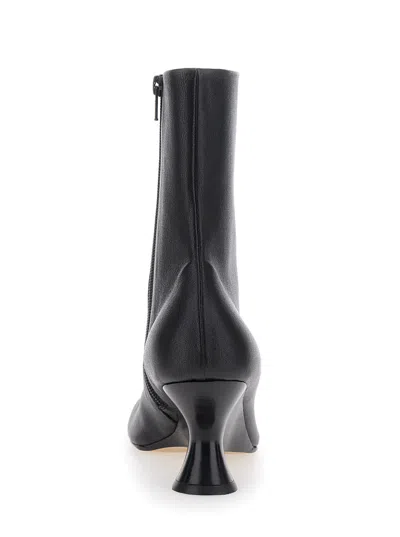 Dries Van Noten Pointed Toe Ankle Boots With Sculptural Heel In Black