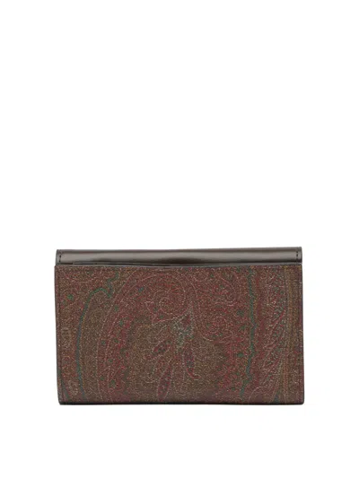 Etro Arnica Paisley Jacquard Flap Wallet In Brown