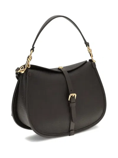 Etro Women Medium Grained Leather Shoulder Bag With Buckle In Black