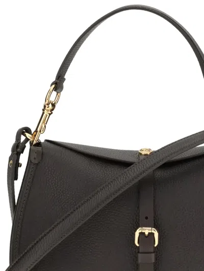 Etro Women Medium Grained Leather Shoulder Bag With Buckle In Black