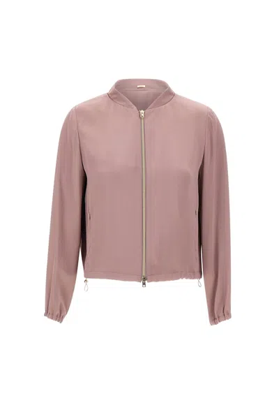 Herno Zipped Drawstring Hem Jacket In Pink