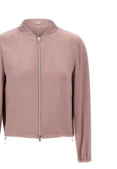 Herno Zipped Drawstring Hem Jacket In Pink