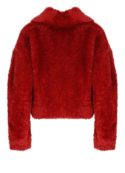 Herno Cropped Fur Jacket In Red